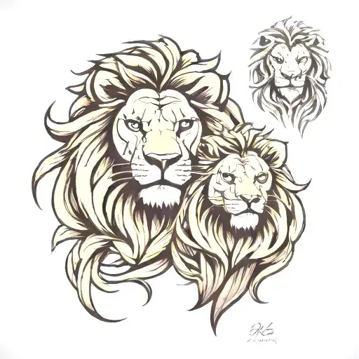 lion father and son tattoo design idea