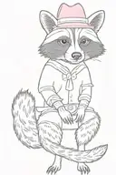 pink cowboy raccoon  tattoo design idea