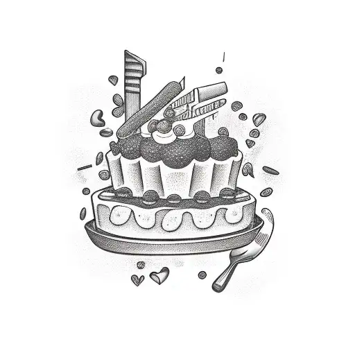 made with love in words with baking equipment  tattoo design idea