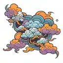 purple orange and blue clouds forming tattoo design idea