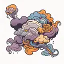 purple orange and blue clouds forming tattoo design idea