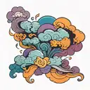 purple orange and blue clouds forming tattoo design idea