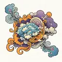 purple orange and blue clouds forming tattoo design idea