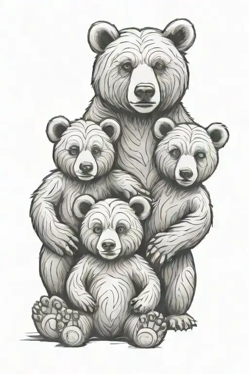 3 bear family mother father kid Name martha  tattoo design idea