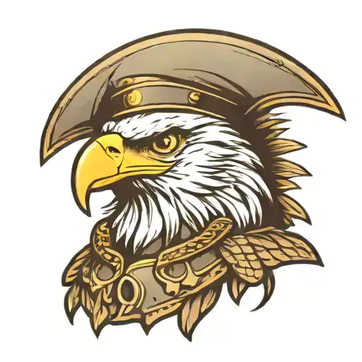 eagle with army helmet  tattoo design idea