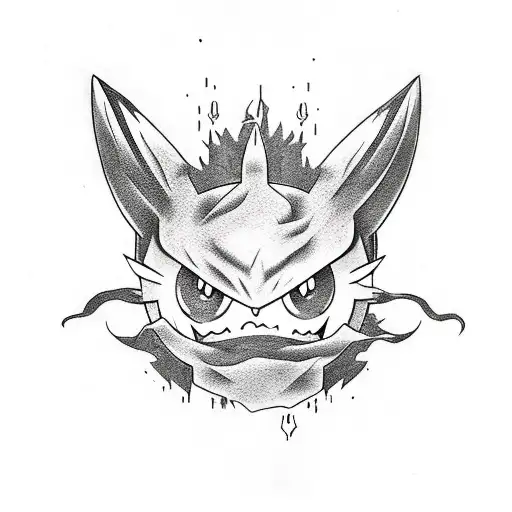 haunter pokemon with backround tattoo design idea