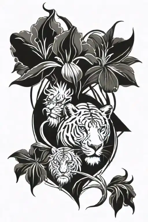daniel and the lions den Irises worked tattoo design idea