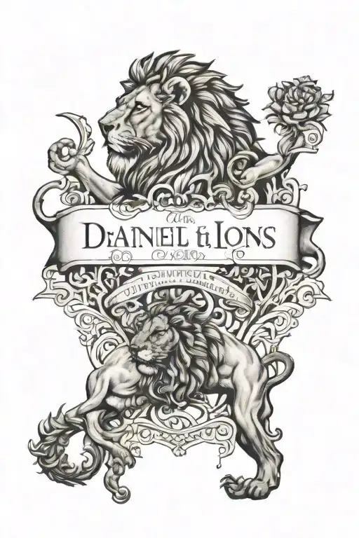 daniel and the lions den bible verse underneath tattoo design idea