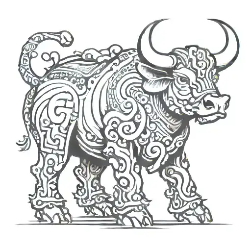 year of the ox ,making the ox look like a warrior , a winner. tattoo design idea