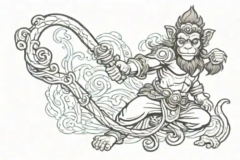 aquarius dom monkey king tattoo design idea