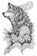 wolf looking forward tattoo design idea
