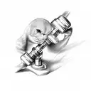 dumbbell with patience peace and power tattoo design idea