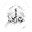 dumbbell with patience peace and power tattoo design idea