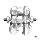 dumbbell with patience peace and power tattoo design idea