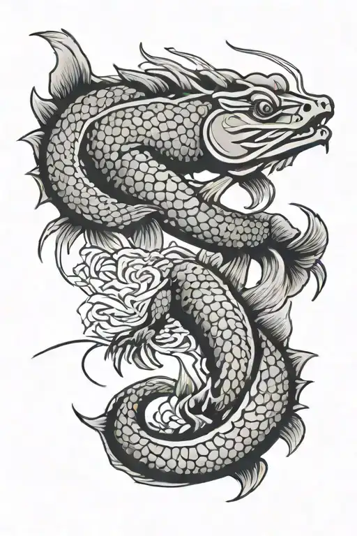 Crawfish, aligator, lotus, koi fish, crane, catfish  tattoo design idea