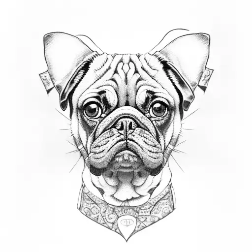 black and beige pug's tattoo design idea