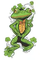 frog and 4 leaf clover tattoo design idea