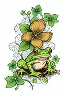frog and 4 leaf clover tattoo design idea