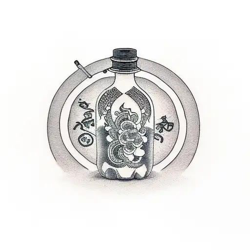 bottle with an old fashioned drink  tattoo design idea