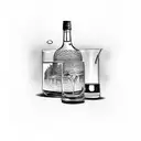 bottle with an old fashioned drink  tattoo design idea