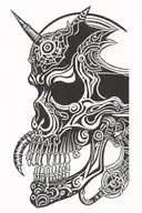 skull with spark plug in mouth tattoo design idea