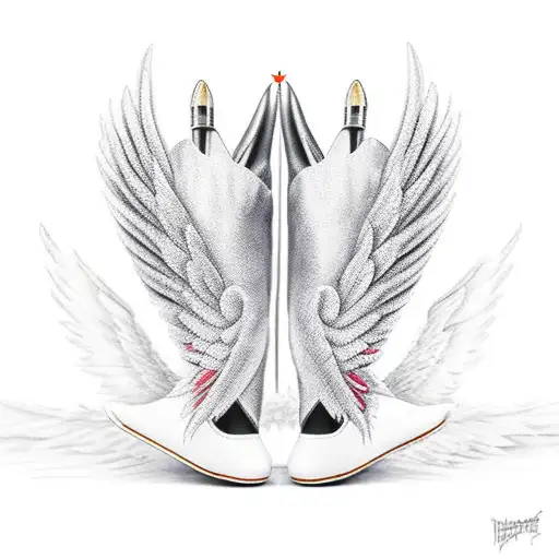 shoes and wings tattoo design idea