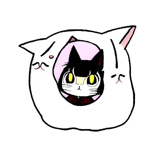 a cat ghost tattoo design idea