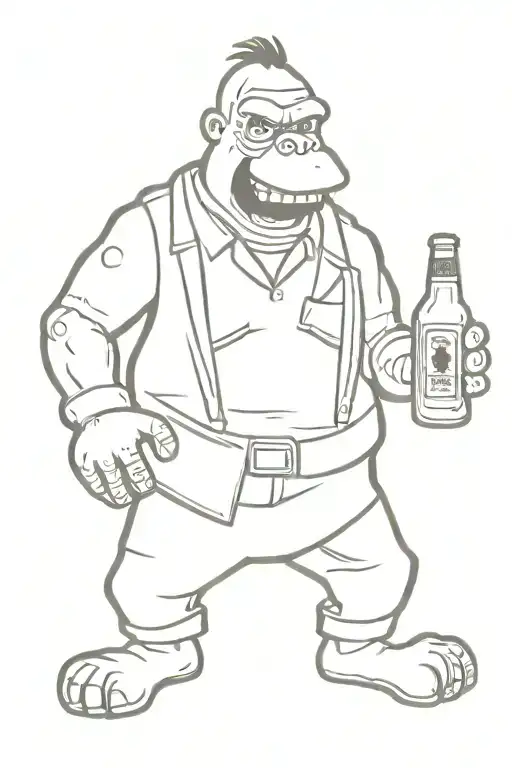 Barney Gumble Zombi toasting a beer bottle tattoo design idea