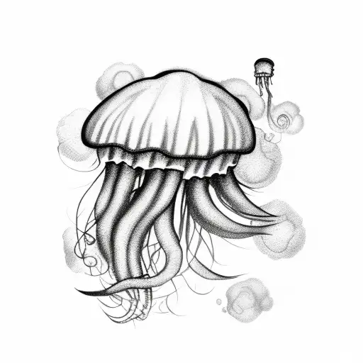 clouds and jellyfish tattoo design idea