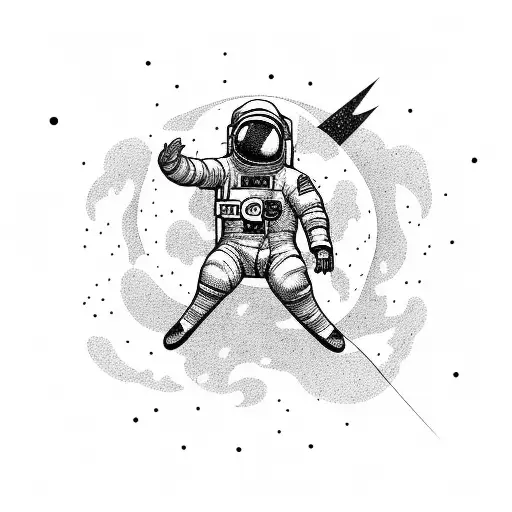 astronaut floating in space  tattoo design idea