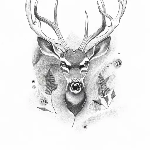 dead deer tattoo design idea