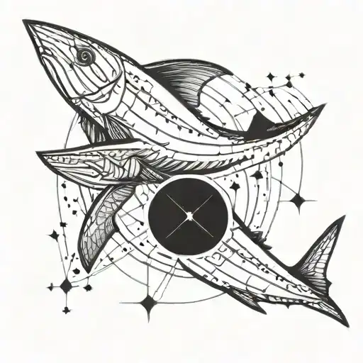 aries constellation, virgo constellation, libra constellation inside a thresher shark tattoo design idea