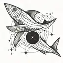 aries constellation, virgo constellation, libra constellation inside a thresher shark tattoo design idea