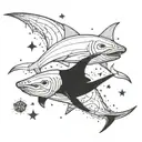 aries constellation, virgo constellation, libra constellation inside a thresher shark tattoo design idea