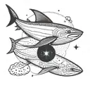 aries constellation, virgo constellation, libra constellation inside a thresher shark tattoo design idea
