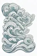 Sea full of circular shaped waves flowing tattoo design idea