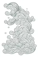 Sea full of circular shaped waves flowing tattoo design idea