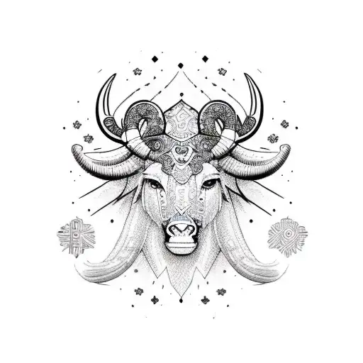 Combine henna motifs with a sketch-style tattoo representing the Taurus-Aries cusp tattoo design idea