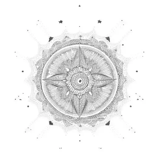 Incorporate henna-inspired patterns into a celestial-themed tattoo tattoo design idea