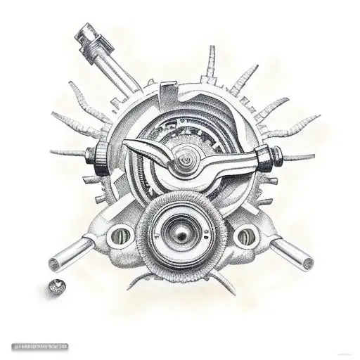 motor camshaft from which a scorpion climbs out tattoo design idea