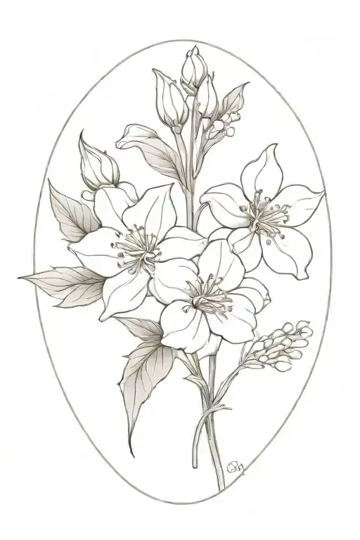 carnation, lily of the valley, peony, daffodil, holly, daisy  tattoo design idea
