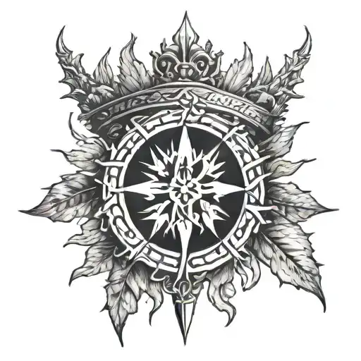 Thorn crown with roman numeral 3 in middle surrounded tattoo design idea