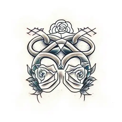 two womens faces with snakes tattoo design idea