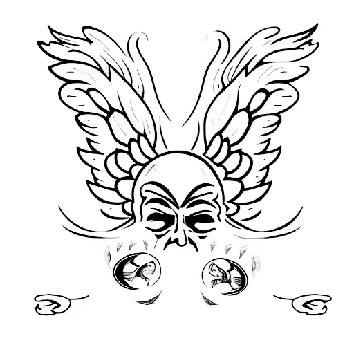 Two angel wings spaced a part for a neck tattoo tattoo design idea
