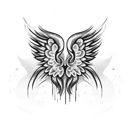 Two angel wings spaced a part for a neck tattoo tattoo design idea