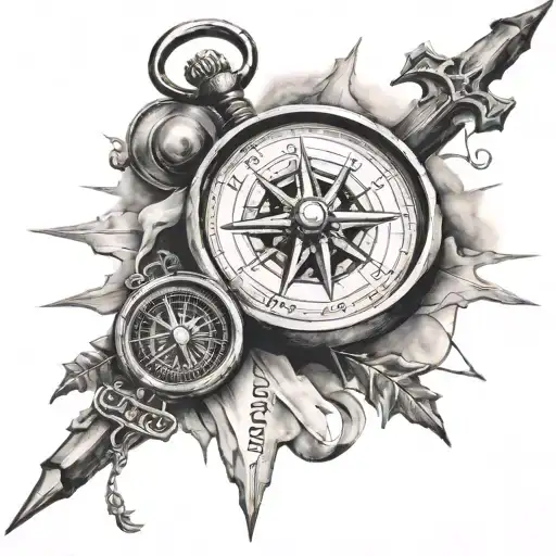 faith and kids keeping your compass pointing north to pull you from a dark place and time in your life tattoo design idea
