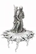 templar knight kneeling angel tattoo design idea