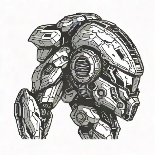 Master chief and Metroid Samus helmet combination    tattoo design idea