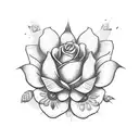 A beer bottle morphing into a beautiful flower tattoo design idea