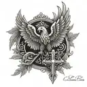 cross and albanian eagle tattoo design idea